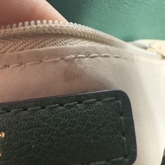 Nine West Green Tote Bag Hand Painted Ladybug Floral Leaf Purse Shoulder Satchel - Picture 8 of 16